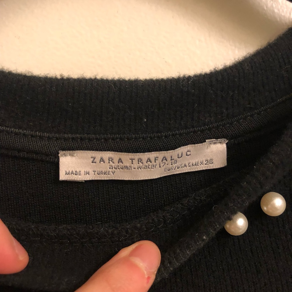 Zara trafaluc pearl black crop top sweater - Picture 2 of 3